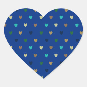 Polka Herzen in pfauenblauen Tönen Herz-Aufkleber