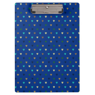 Polka Herzen in pfauenblauen Tönen Klemmbrett