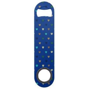 Polka Herzen in pfauenblauen Tönen Speed Flaschenöffner