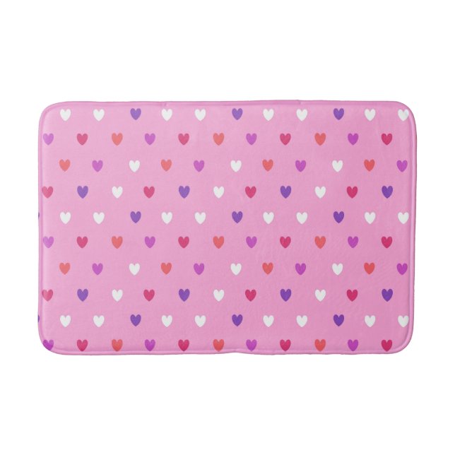 Polka-Herzen pink Badematte (Vorderseite)