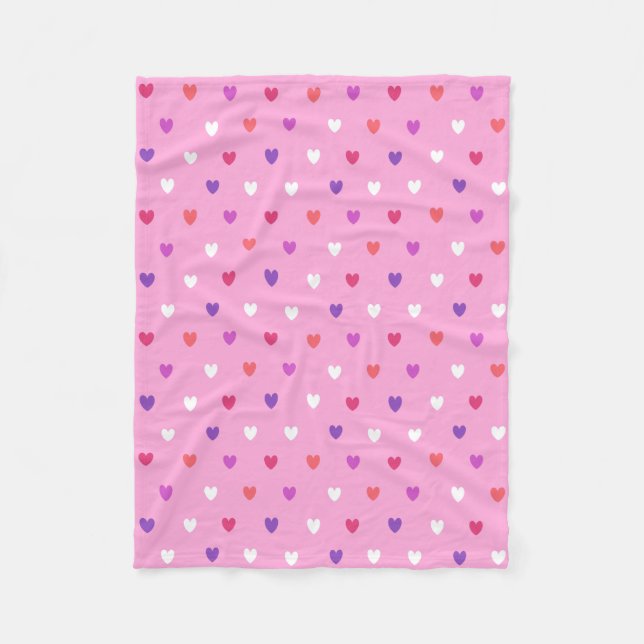 Polka-Herzen pink Fleecedecke (Vorderseite)
