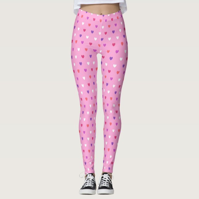 Polka-Herzen pink Leggings (Vorderseite)
