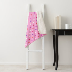 Polka-Herzen pink Sherpadecke