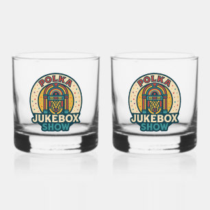 Polka Jukebox Logo Trinkwaren-Set Whiskyglas