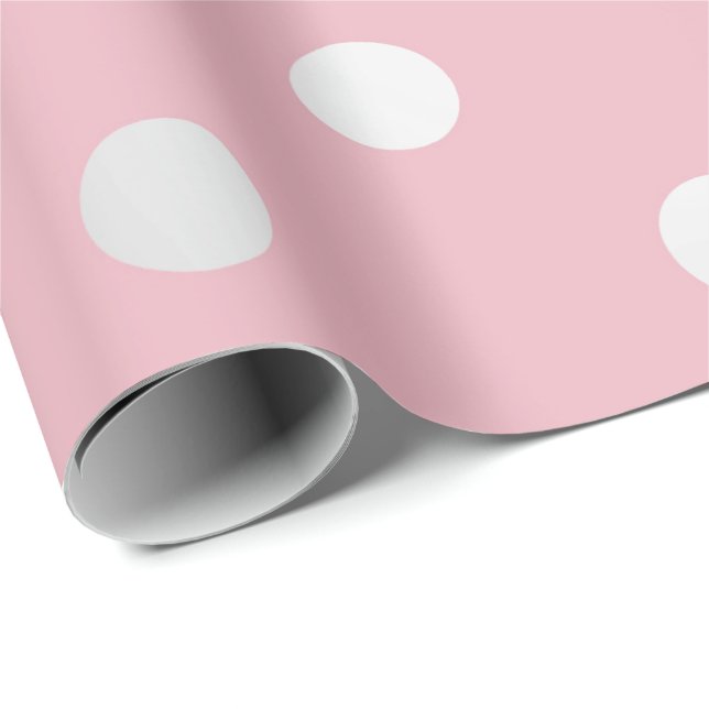 Polka Kleine Punkte Rosa Pulver Blush Silbergrau Geschenkpapier (Rolleneckpunkt)