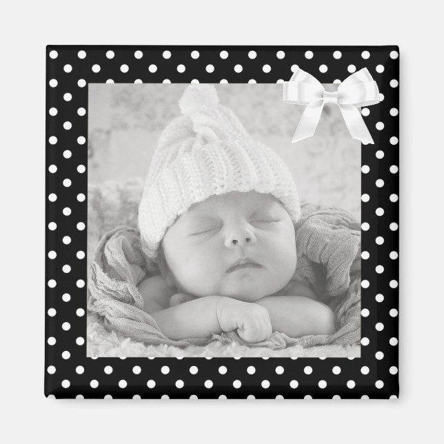 Polka noir et blanc avec aimant photo pointillé (Devant)