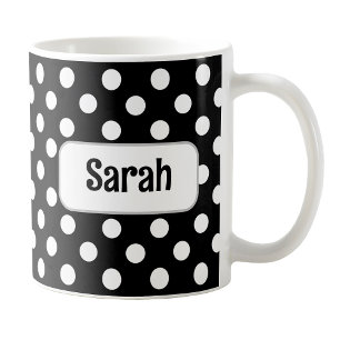 Polka Noir Personnalisé Pot Mug