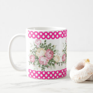 Polka point rose floral Mug