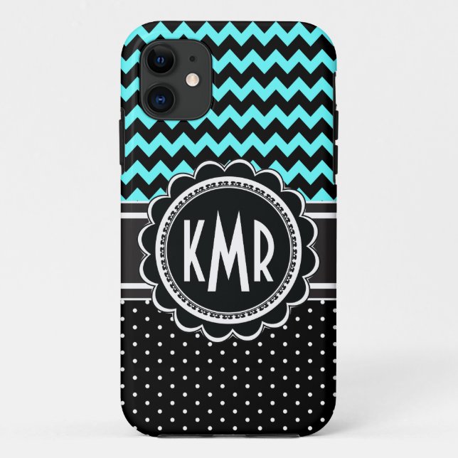Polka-Punkt-Glamour-Retro elegantes Zickzack Case-Mate iPhone Hülle (Rückseite)