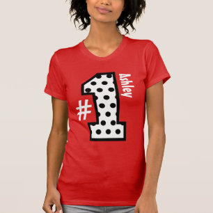 Polka-Punkt-großer Zahl-individueller Name V10 de T-Shirt