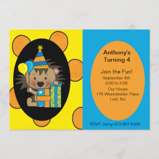 Polka-Punkt-Igels-Geburtstags-Einladung Einladung