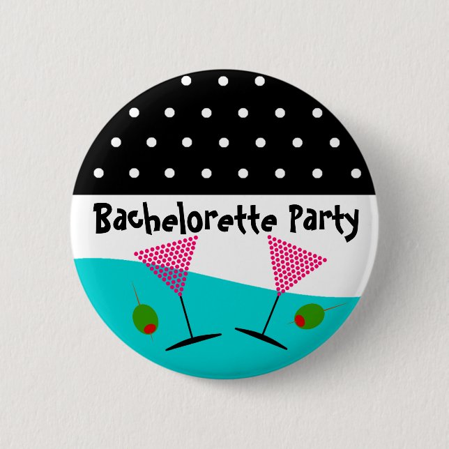 Polka-Punkt-Junggeselinnen-Abschied Button (Vorderseite)