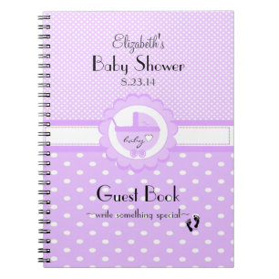 Polka Punkt-Lavendel Babyparty-Gast-Buch Notizblock