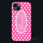 Polka-Punkt mit dem Namen "Soft Pink Pink"-Gehäuse title_seo2<br><div class="desc">Moderne Mädchen hellrosa Polka Punkt gemusterte grafische Gehäuse. Ideal für die individuelle Gestaltung Ihres Fotos oder als Weihnachts- oder Geburtstagsgeschenk für eine Frau oder ein Teenager. Personalisieren Sie mit Ihrem Namen und Initial. Dieses Beispiel lautet: Reagen G. Design von Sarah Trett.</div>