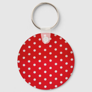 Polka-Punkt-rot-weiß Schlüsselanhänger