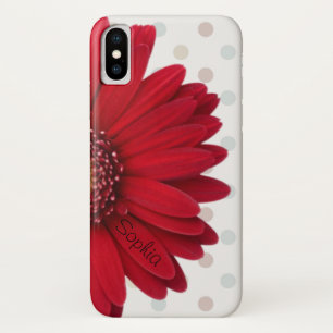 Polka-Punkt-roter Gänseblümchen-individueller Name title_seo2