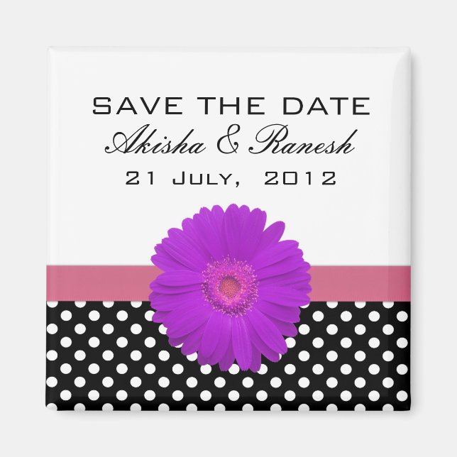 Polka-Punkt Save the Date, der Mitteilung Wedding Magnet (Vorne)