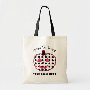 Polka-Punkt u. rosa Kürbislaterne-Trick oder Tragetasche