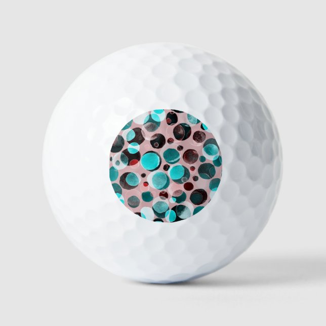 Polka Punkt Wasserfarbe, abstraktes Muster. Golfball (Vorderseite)