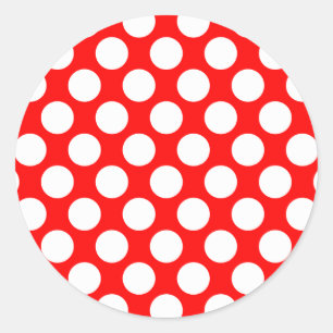 Polka-Punkte auf Rot Runder Aufkleber