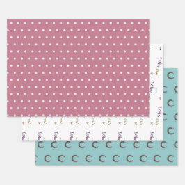 Polka-Punkte, der Esther-Club. Pferdeschuhe pink Geschenkpapier Set