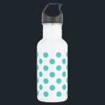 Polka-Punkte Edelstahlflasche<br><div class="desc">Türkispolka-Punkte auf weißem Hintergrund</div>