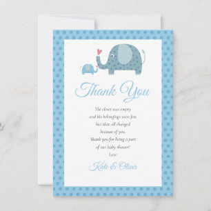 Polka-Punkte-Elefanten-Baby-Shower-Dankeschön-Gedi Dankeskarte