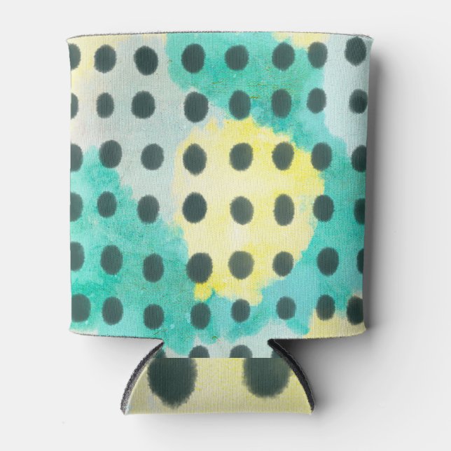 Polka Punkte: farbiger abstrakter Hintergrund. Dosenkühler (Vorderseite)