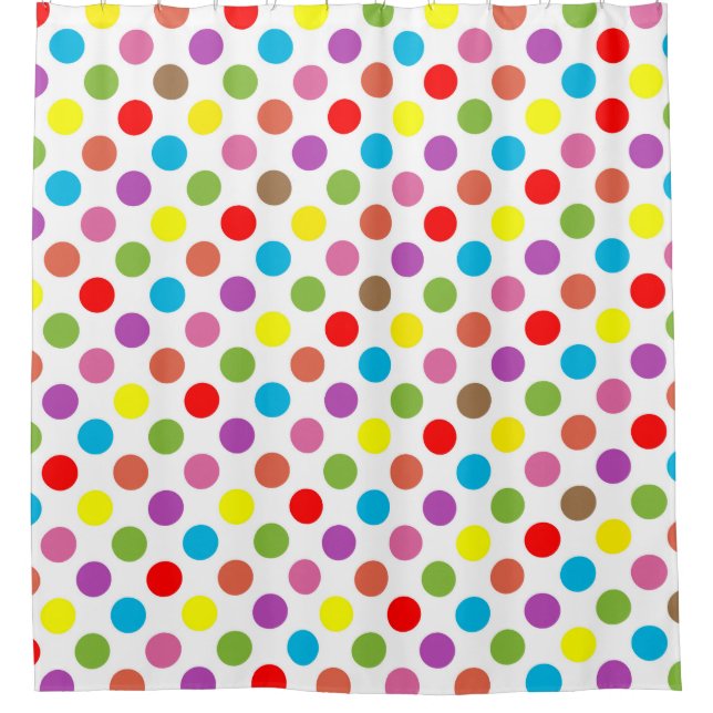 Polka-Punkte für Regenbogenfarben Duschvorhang (Vorderseite)