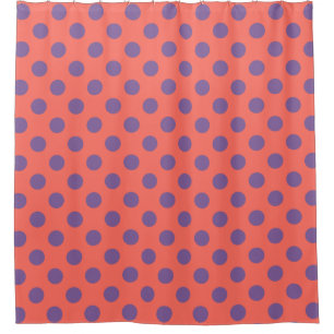 Polka-Punkte für Violette und lebende Korallen Duschvorhang