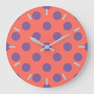 Polka-Punkte für Violette und lebende Korallen Große Wanduhr
