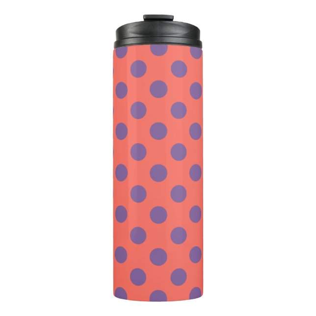 Polka-Punkte für Violette und lebende Korallen Thermosbecher (Vorderseite)