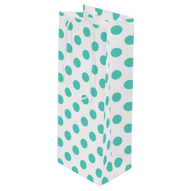 Polka-Punkte Geschenktüte Für Weinflaschen (Vorderseite Schrägansicht)