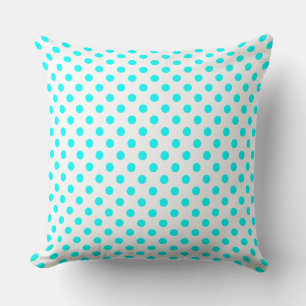 Polka Punkte in Hellblau auf Weiß Kissen