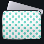 Polka-Punkte Laptopschutzhülle<br><div class="desc">Türkispolka-Punkte auf weißem Hintergrund</div>