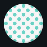 Polka-Punkte Magnet<br><div class="desc">Türkispolka-Punkte auf weißem Hintergrund</div>