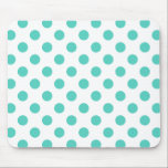 Polka-Punkte Mousepad<br><div class="desc">Türkispolka-Punkte auf weißem Hintergrund</div>
