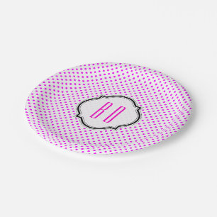 Polka-Punkte-Muster mit Monogramm Pappteller