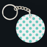 Polka-Punkte Schlüsselanhänger<br><div class="desc">Türkispolka-Punkte auf weißem Hintergrund</div>