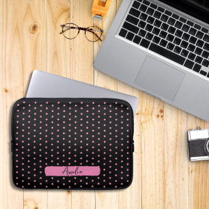 Polka-Punkte schwarz und rosa Laptopschutzhülle