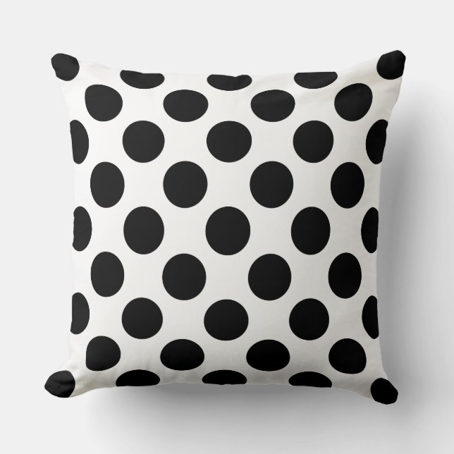 Polka-Punkte Schwarz-weiß Kissen (Vorderseite)