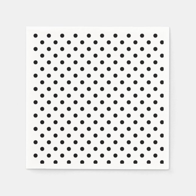 Polka-Punkte | schwarz-weiße Punkte im Retro-Modus Serviette (Vorderseite)