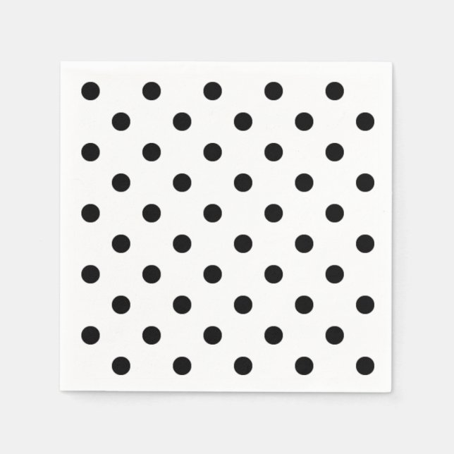 Polka-Punkte | schwarz-weiße Punkte im Retro-Modus Serviette (Vorderseite)