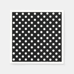 Polka-Punkte schwarz-weiße Punkte im Retro-Modus Serviette