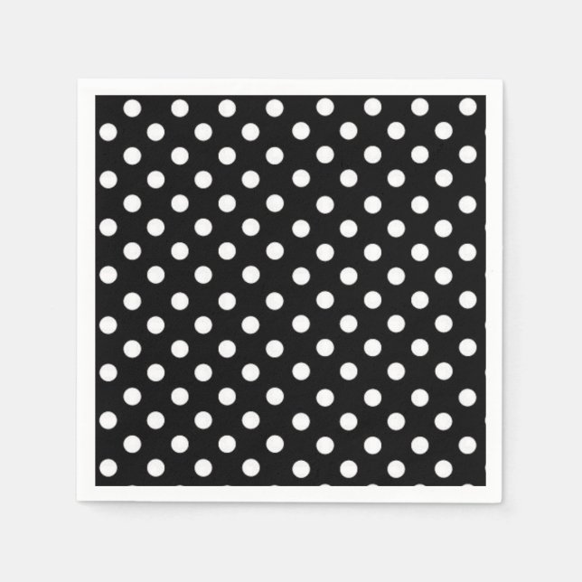 Polka-Punkte | schwarz-weiße Punkte im Retro-Modus Serviette (Vorderseite)