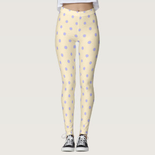 Polka-Punkte und Dots-Lavendel und Gelb Leggings