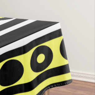 Polka-Punkte und Streifen, schwarz, gelb und weiß Tischdecke