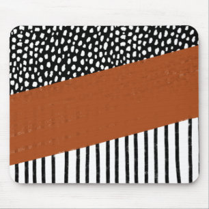 Polka-Punkte und Streifen (schwarz/weiß/gebrannt  Mousepad