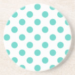 Polka-Punkte Untersetzer<br><div class="desc">Türkispolka-Punkte auf weißem Hintergrund</div>