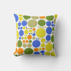 Polka-Punktmuster   Blaugrün-gelb-orange Kissen